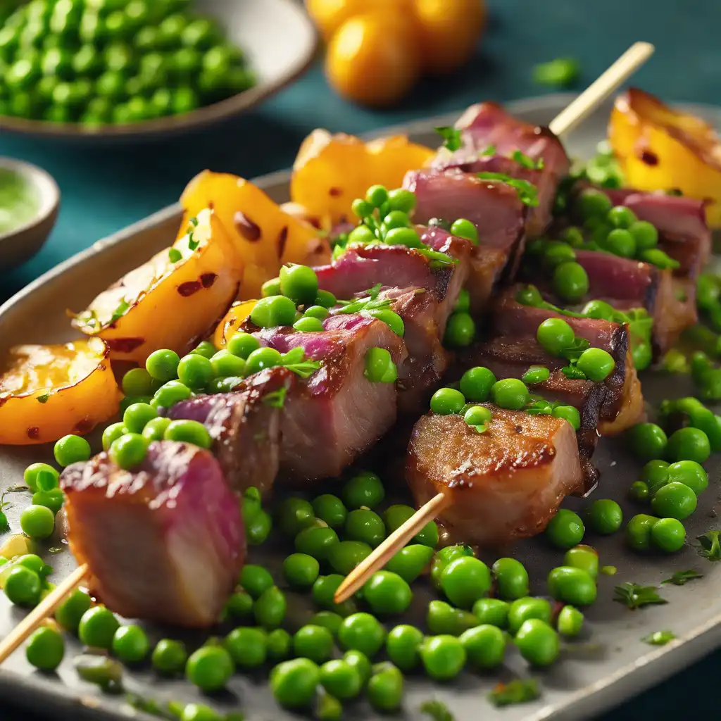 Pato Skewer with Peas Recipe