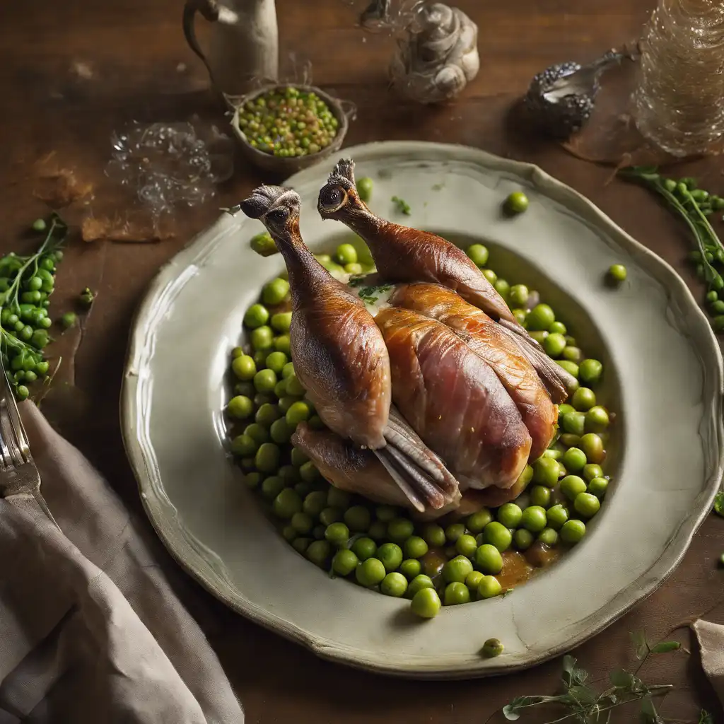 Stuffed Quail with Peas and Prosciutto