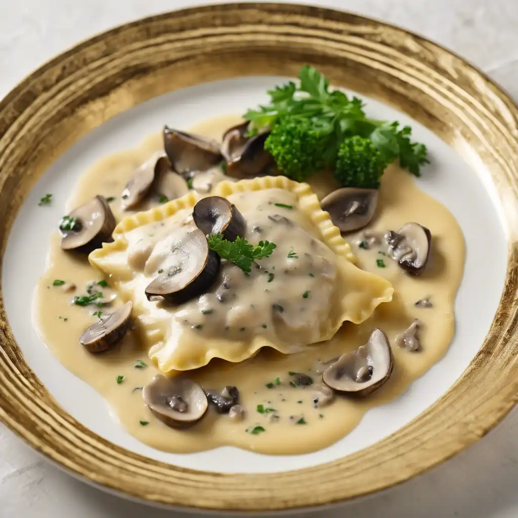 Chicken Ravioli with Mushroom Cream Sauce