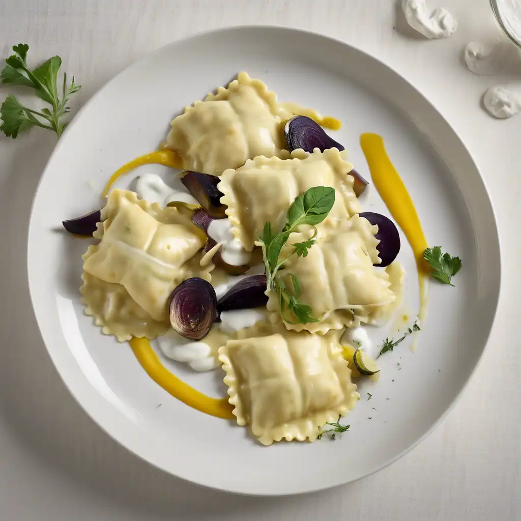 Ravioli with Yogurt and Mustard Sauce