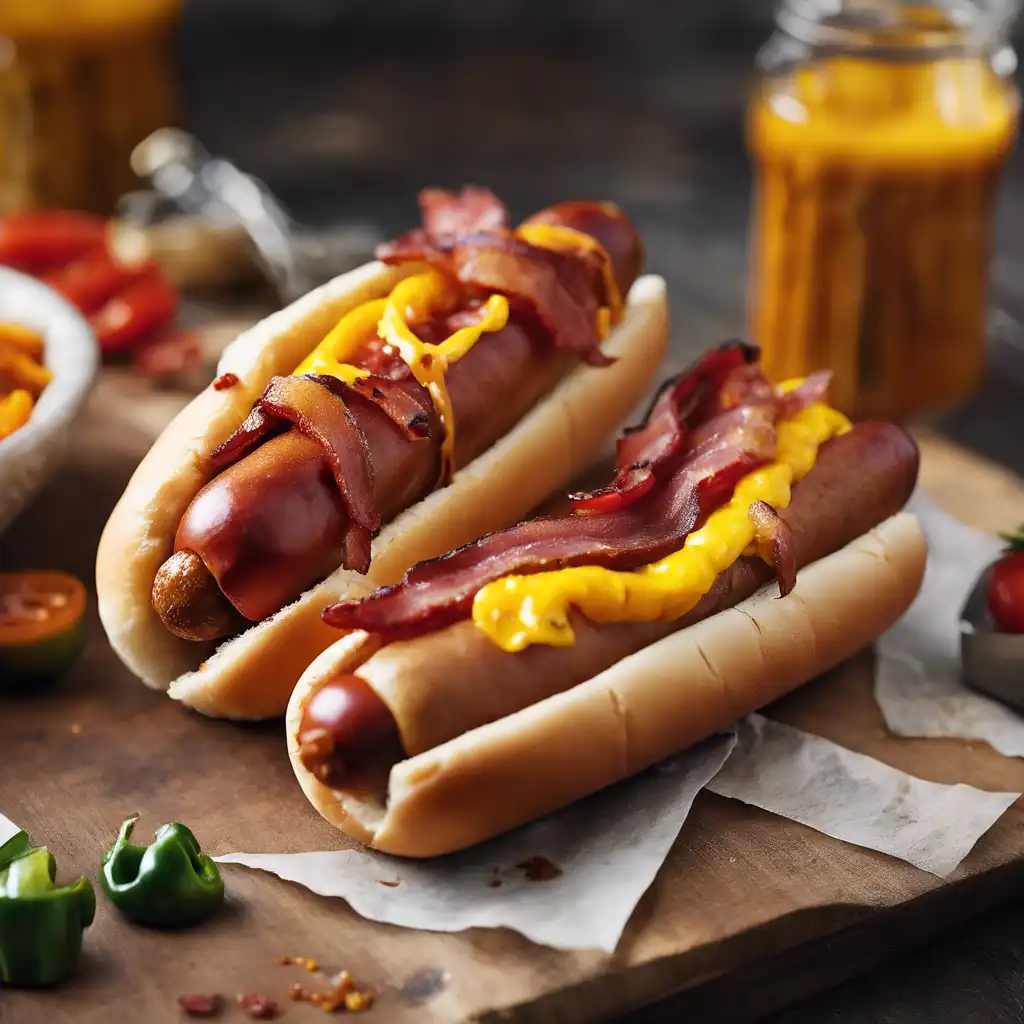 Bacon-Wrapped Hot Dogs with Sweet Potato and Mustard