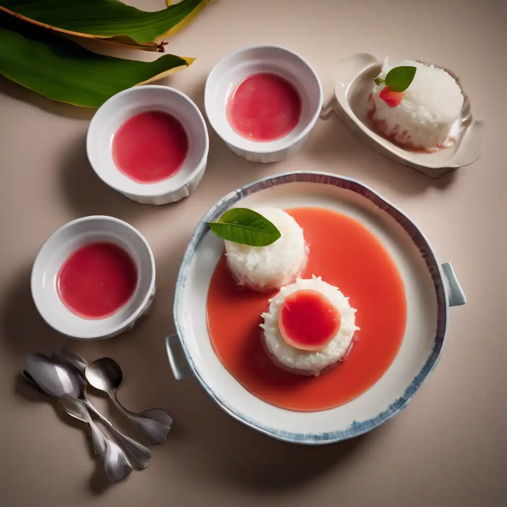 Coconut Pudding with Guava Sauce