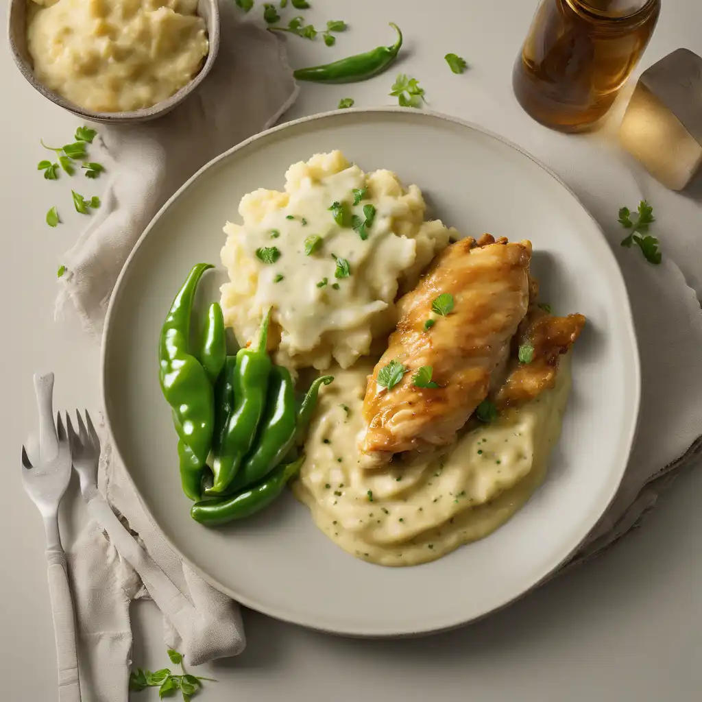 Green Pepper Chicken with Mashed Potatoes