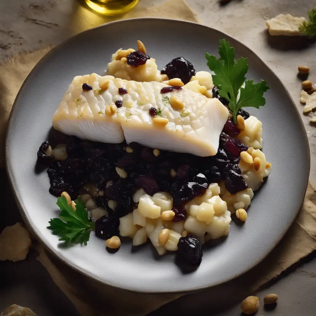 Salted Cod with Raisin and Pine Nut (Bacalhau com uva passa )