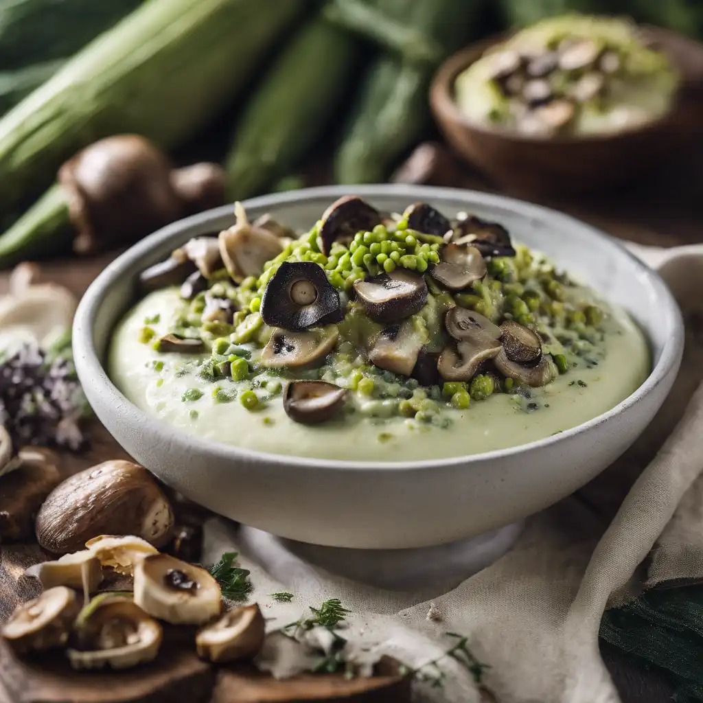 Green Corn Cream with Okra and Shiitake Mushrooms