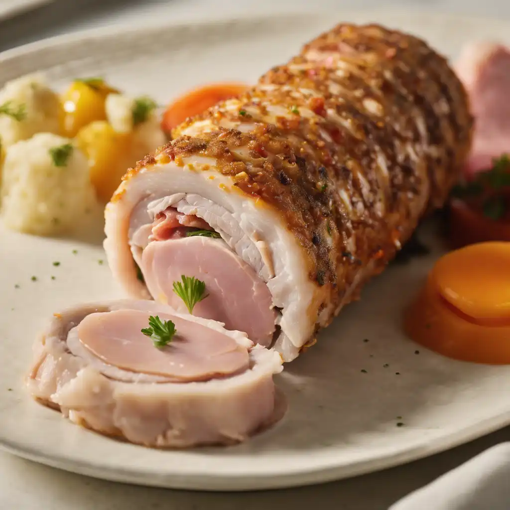 Pork Tenderloin Roll with Chicken and Mortadella Filling