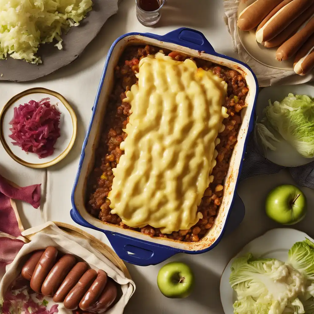 Hot Dog Shepherd's Pie with Cabbage and Apple