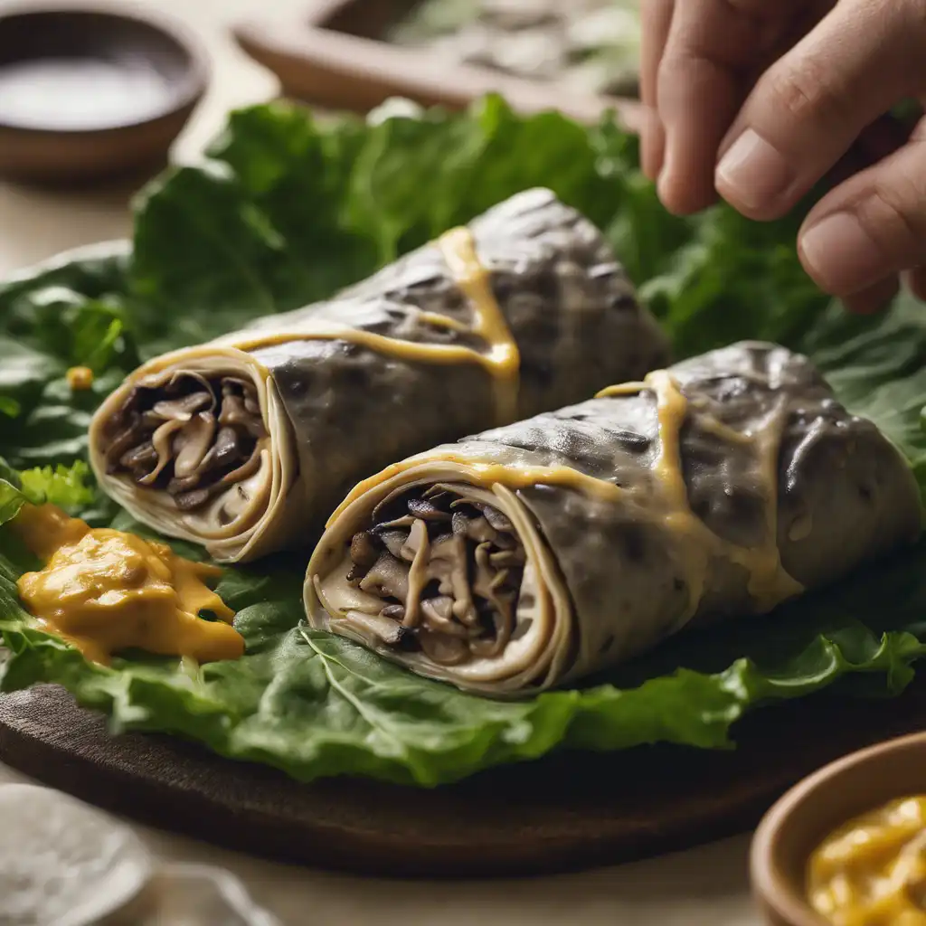 Mushroom Leaf Wrap with Mushroom and Mustard Sauce