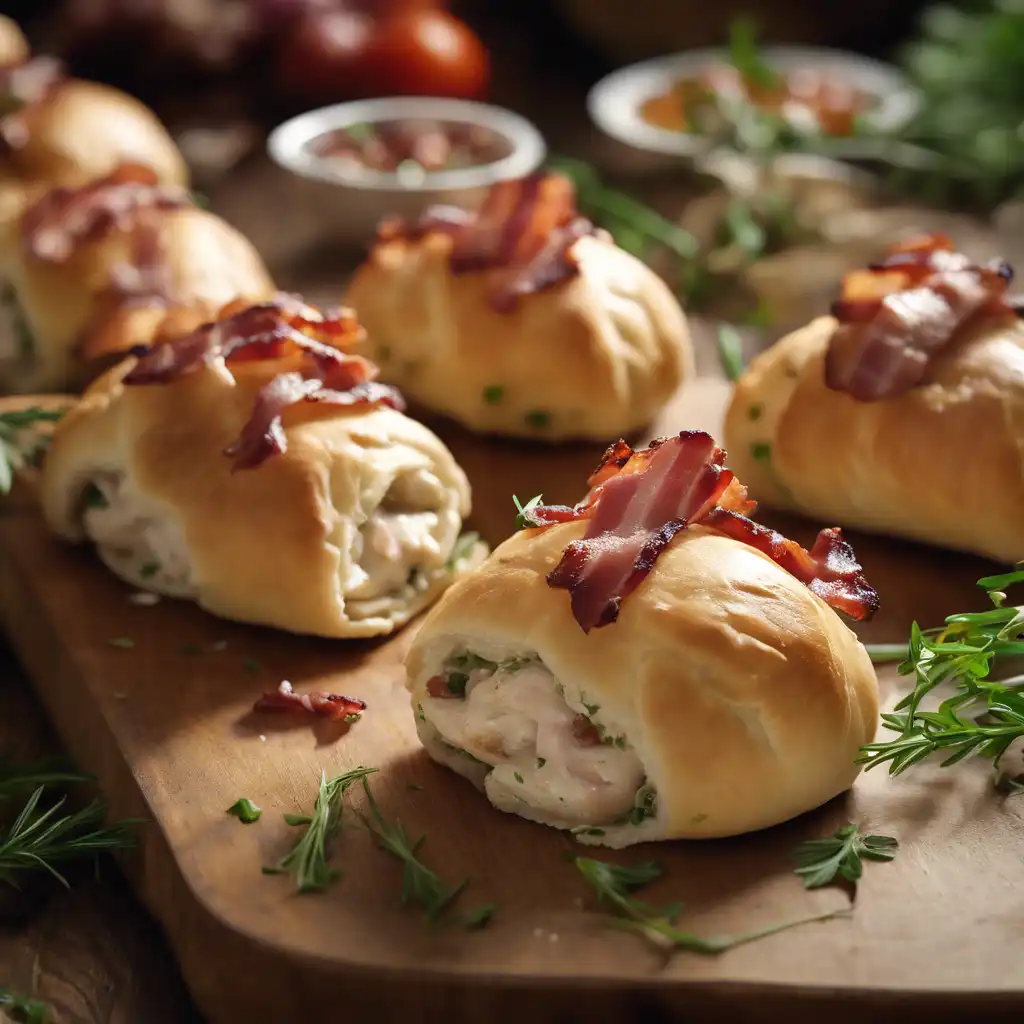 Chicken Filling Bread Rolls with Bacon and Herbs