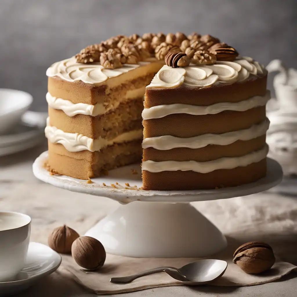 Nutmeg Cream Cake with Walnut Filling