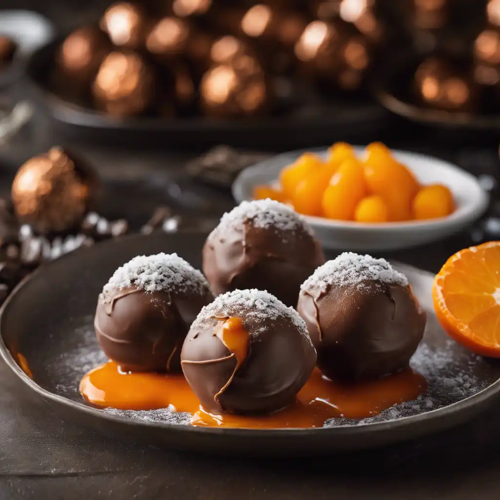 Tangerine Chocolate Truffle Balls with Tangerine Sauce