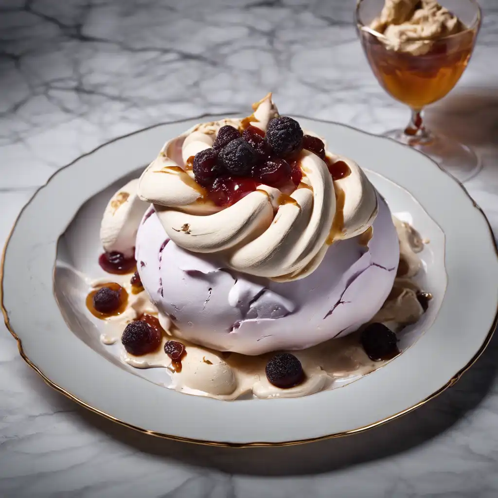 Pavlova with Goiaba and Rum-Soaked Raisin Ice Cream