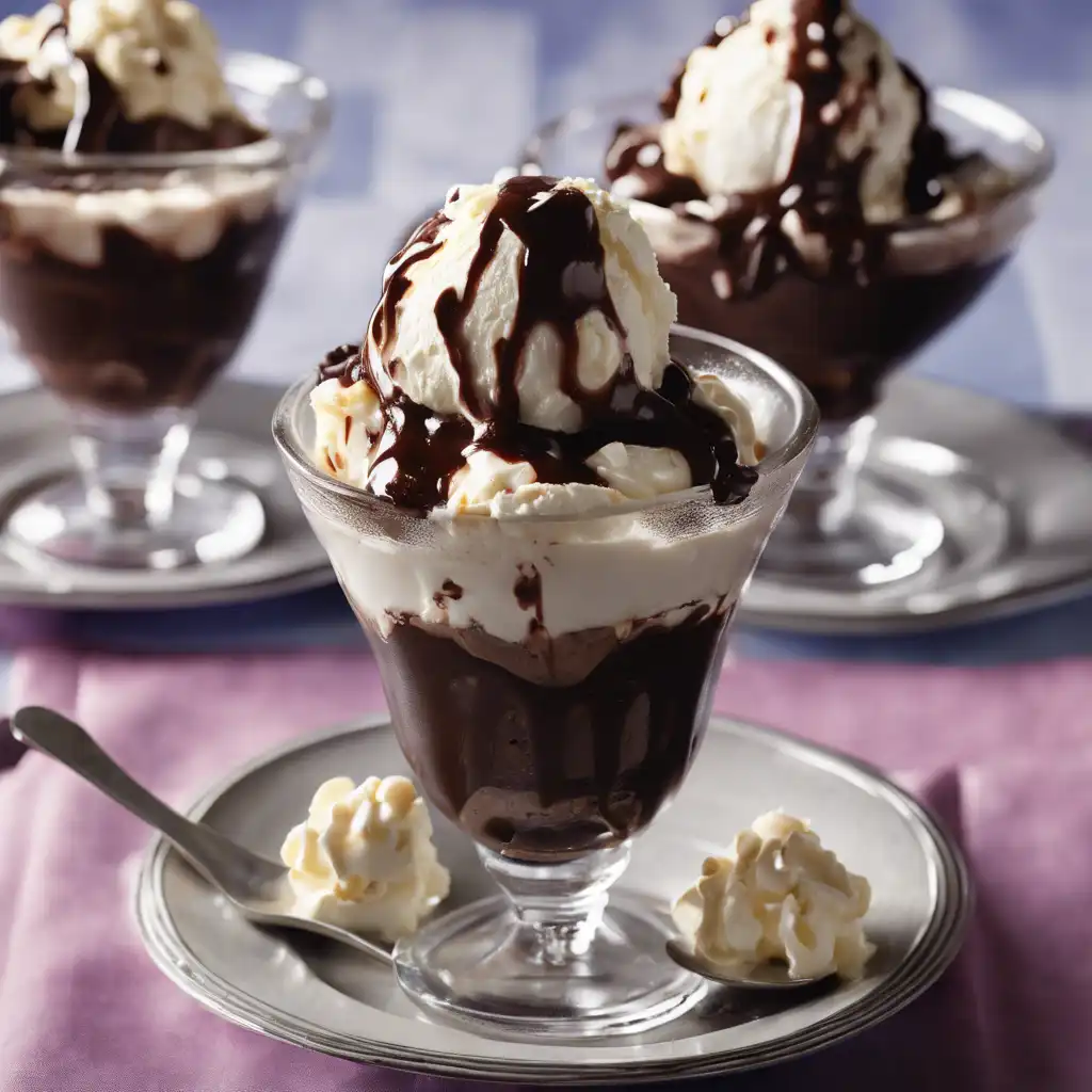 Hot Fudge Sundae with Scoops of Ice Cream