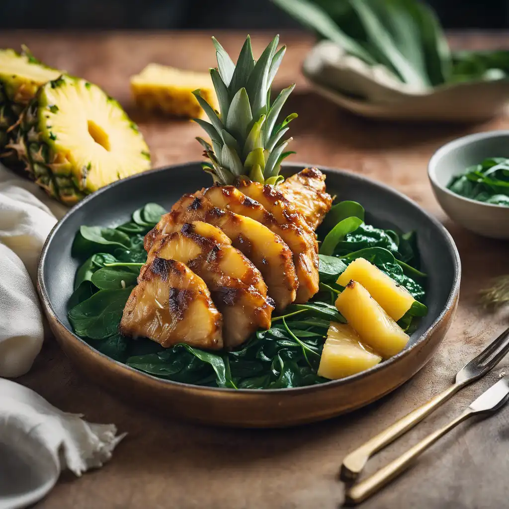 Pineapple Chicken with Ginger and Spinach