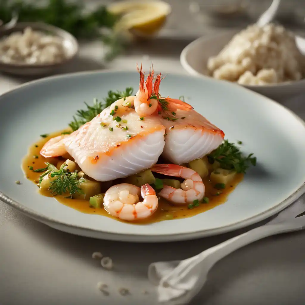 White Fish with Garlic and Shrimp