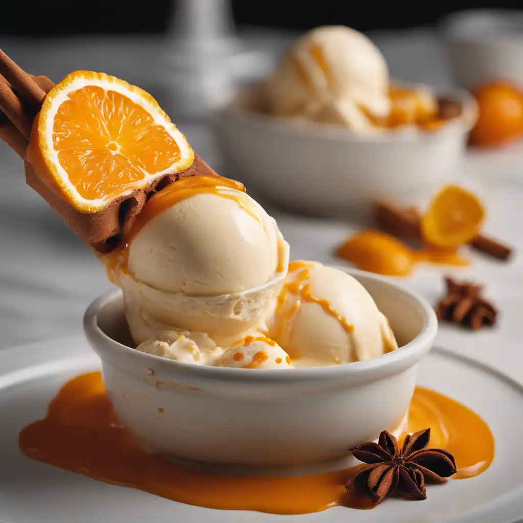 Vanilla and Cinnamon Gelato with Orange Sauce