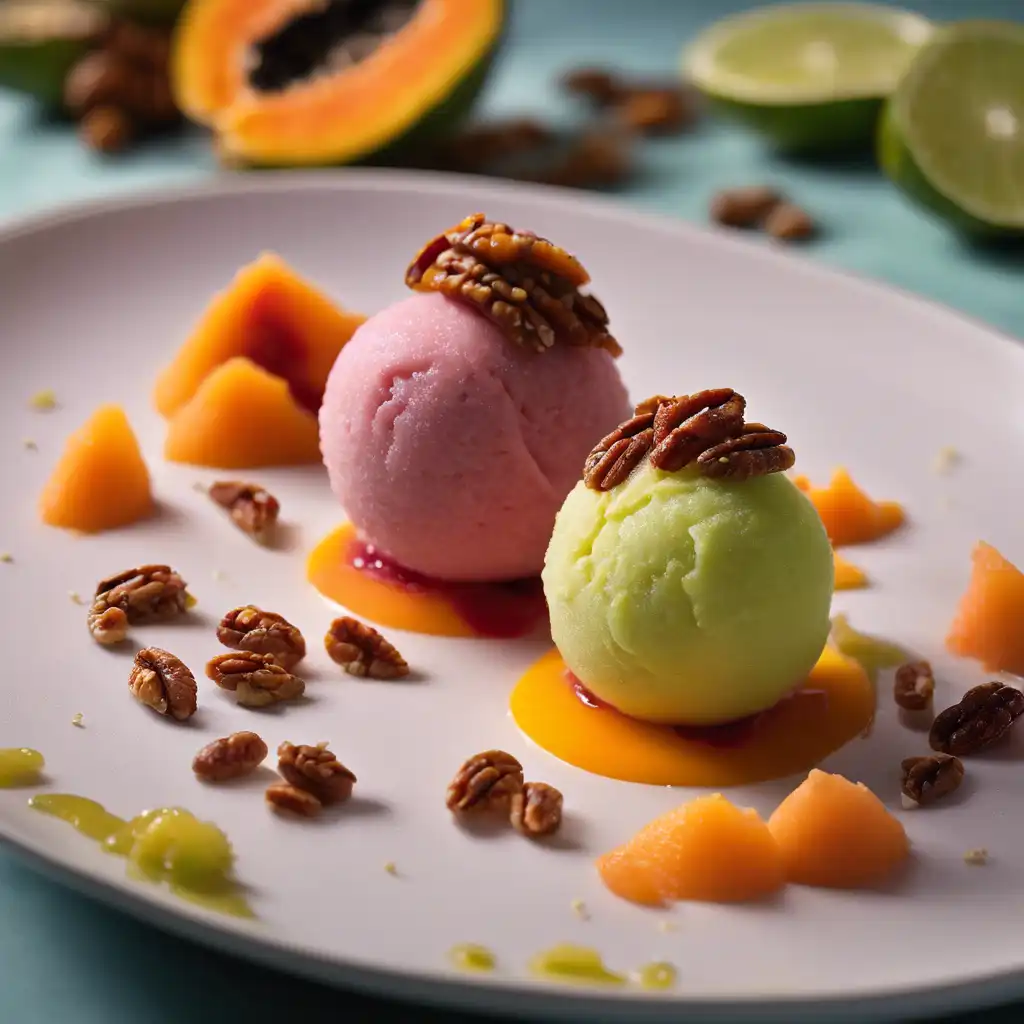 Lime and Cassis Sorbet with Papaya