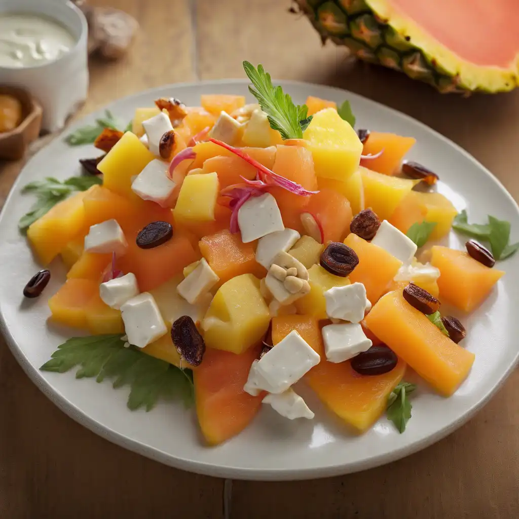 Tamarind, Papaya, and Pineapple Salad with Cream Cheese Dressing