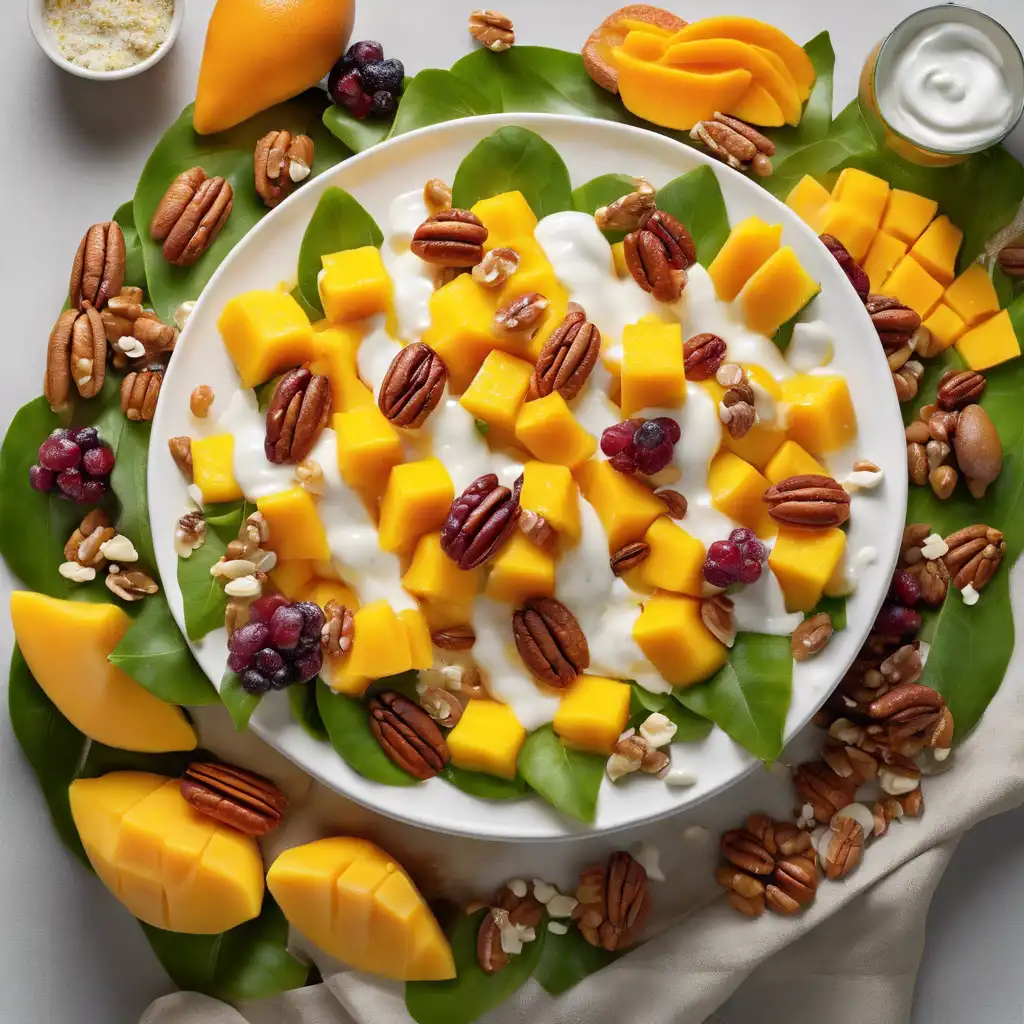 Mango, Orange, Pineapple, and Pecan Salad with Yogurt Dressing