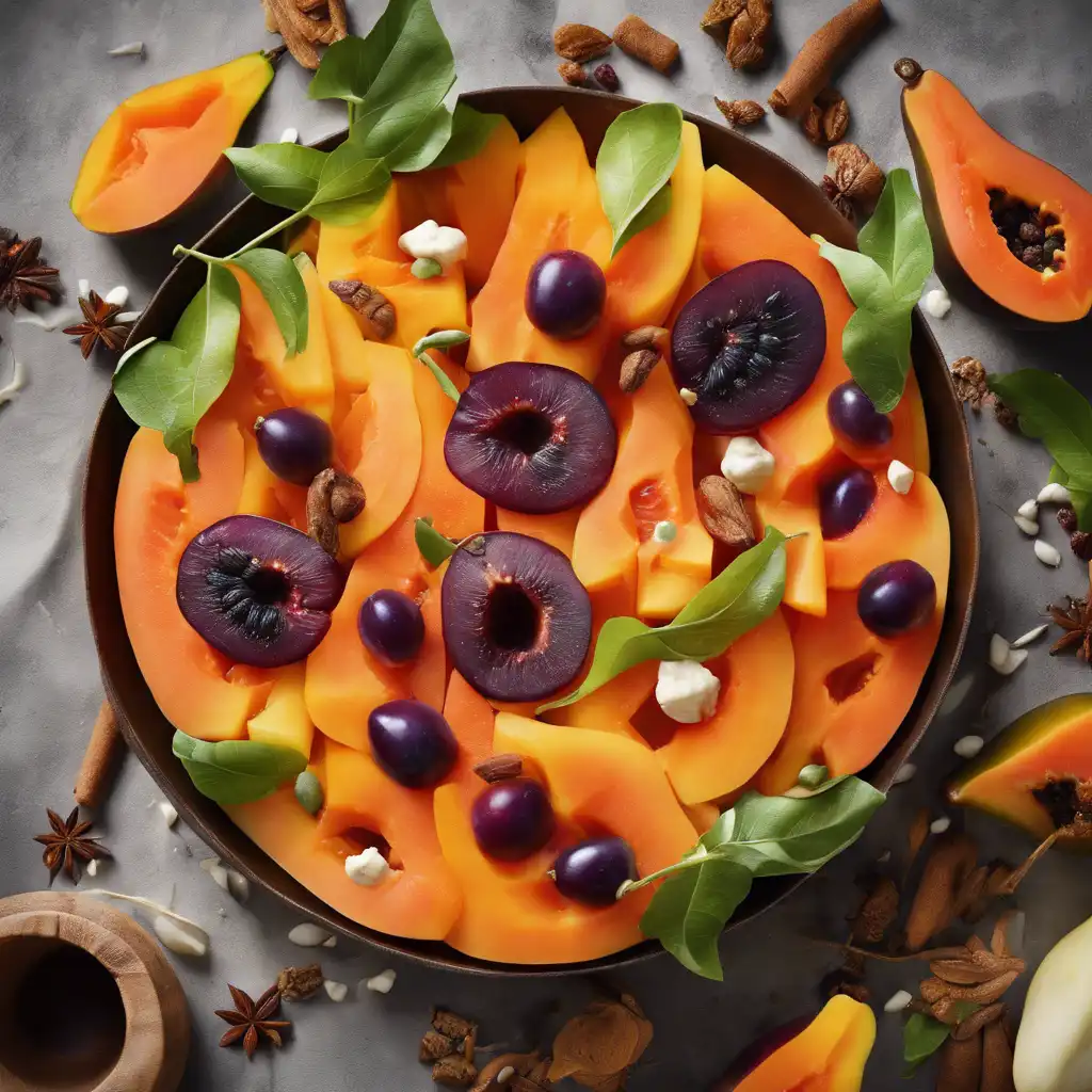 Papaya, Pear, Plum, and Cardamom Salad