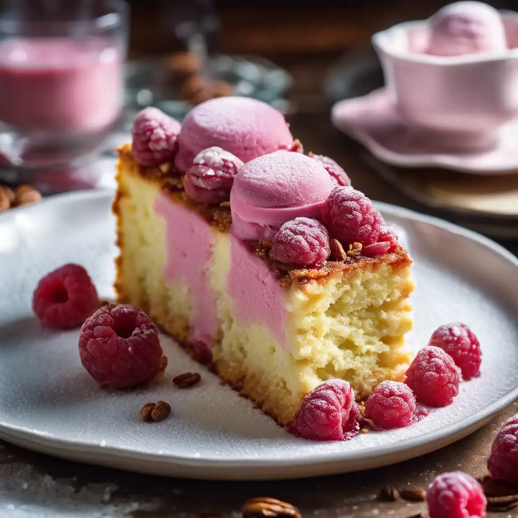 Ricotta Cake with Raspberry Gelato