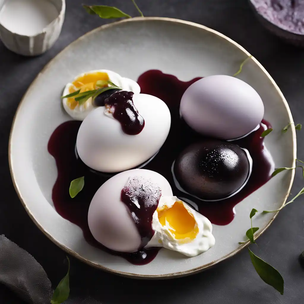 Frosted Eggs with Black Plum Sauce