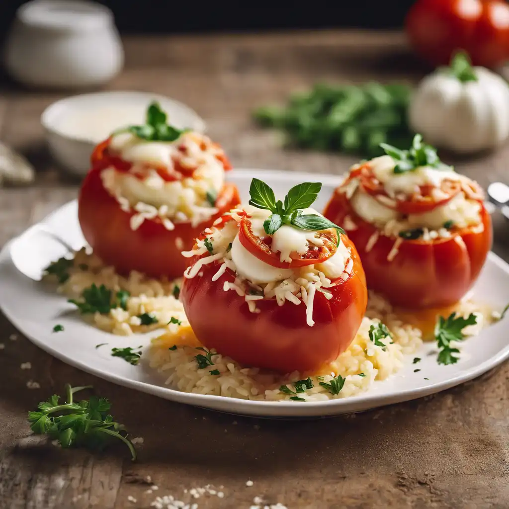 Stuffed Tomatoes with Rice and Mozzarella