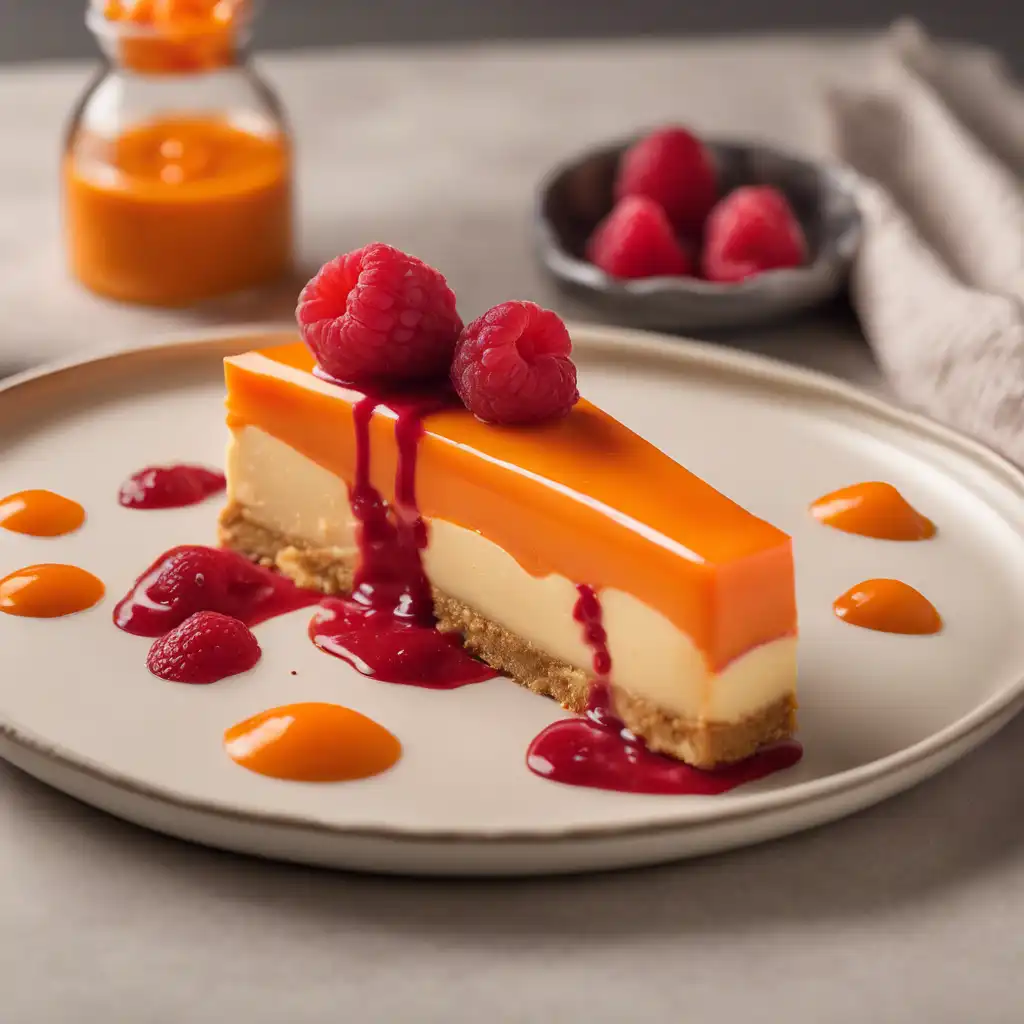 Papaya Cheesecake with Raspberry Sauce