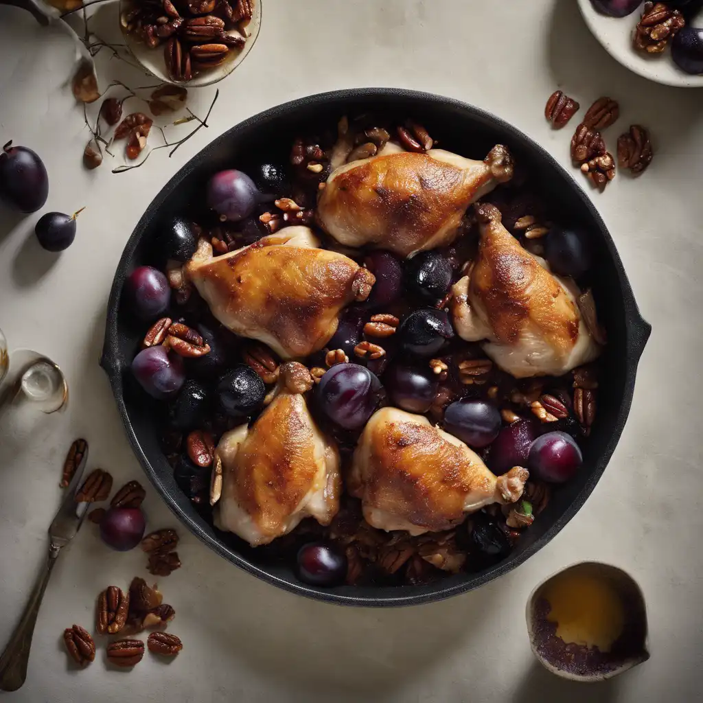 Chicken with Pecans and Black Plums