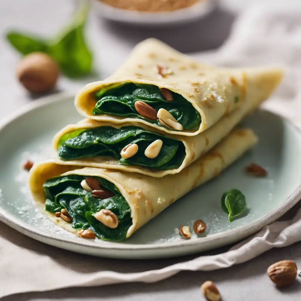 Whole Wheat Crepe with Spinach and Nut Filling