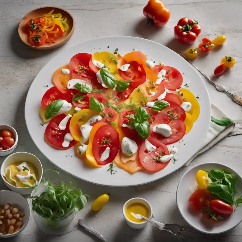 Carpaccio, Tomato, and Bell Pepper Salad with Mayonnaise