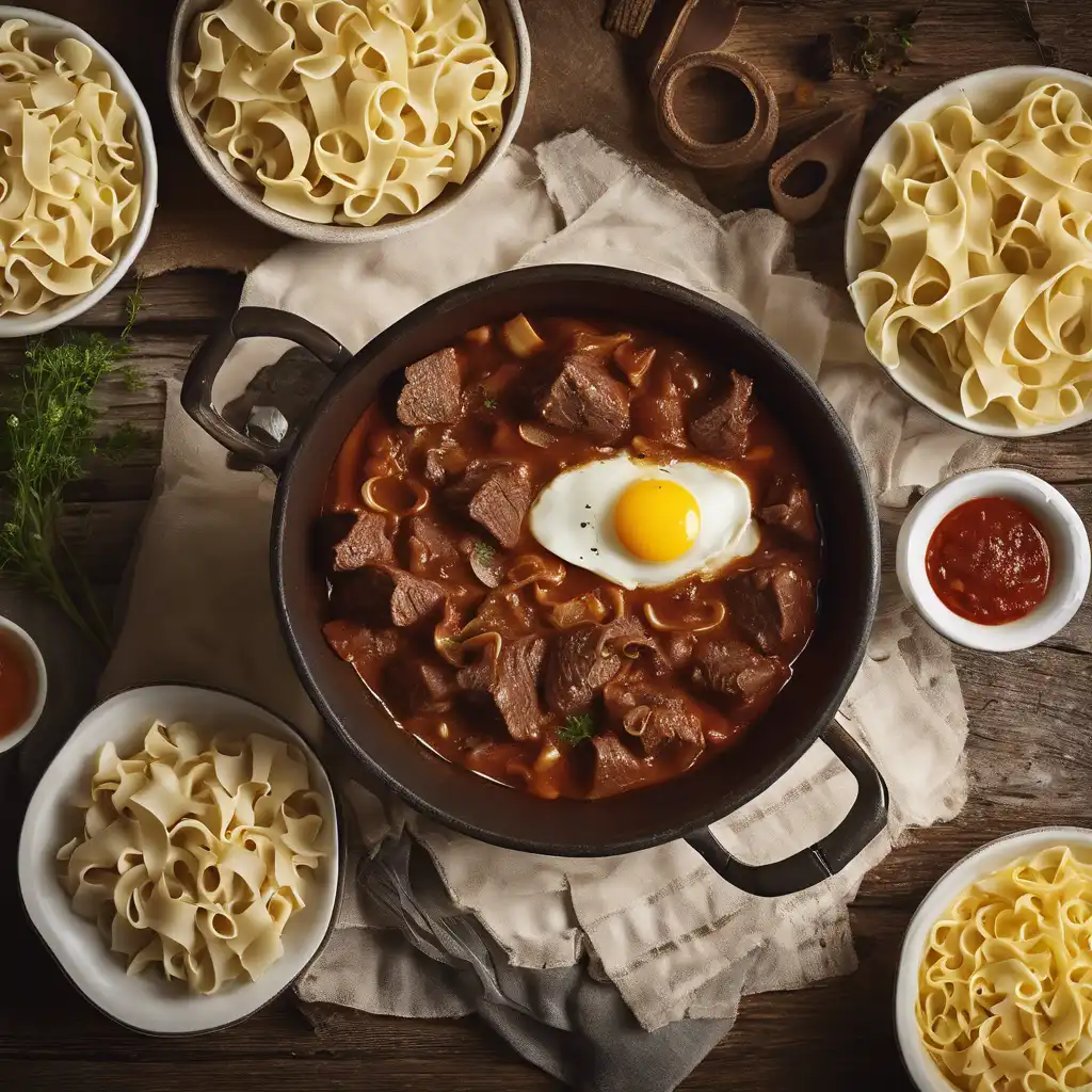 Boiled Beef Goulash with Egg Noodles