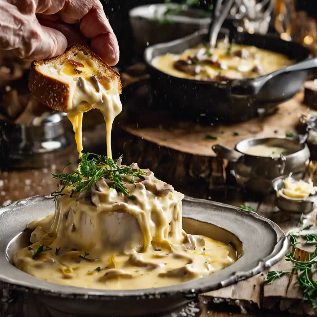 "Fondue on Toast with Anchovy Fettuccine"