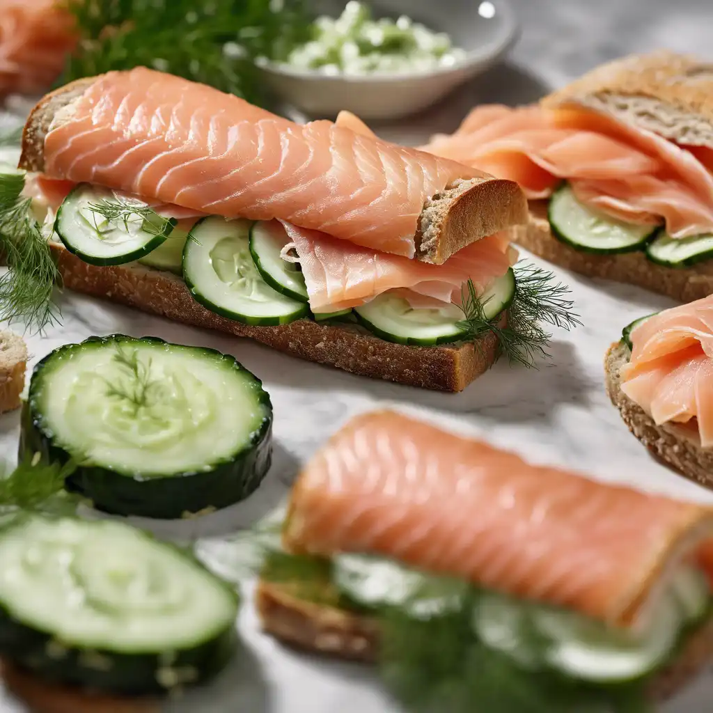 Smoked Salmon and Creamy Dill Sandwich with Cucumber