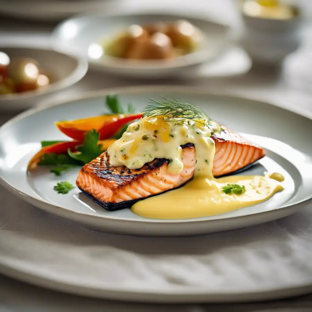 Grilled Salmon with Egg Sauce