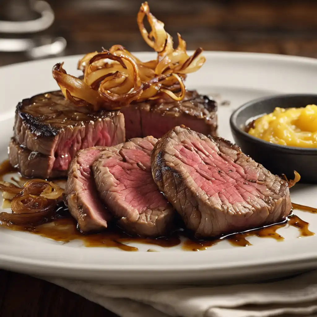 Pan-Seared Steak with Fried Onion