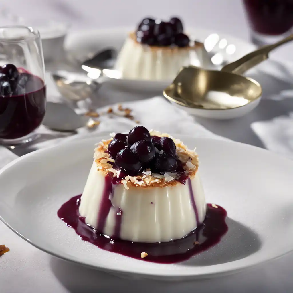 Foto de Coconut Pudding with Damson Sauce and Brandy