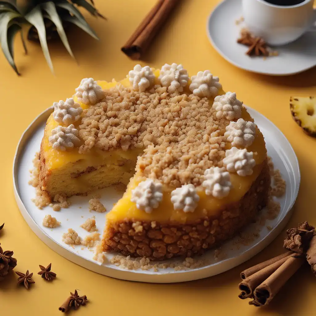Foto de Bolo de abacaxi com farofa de canela