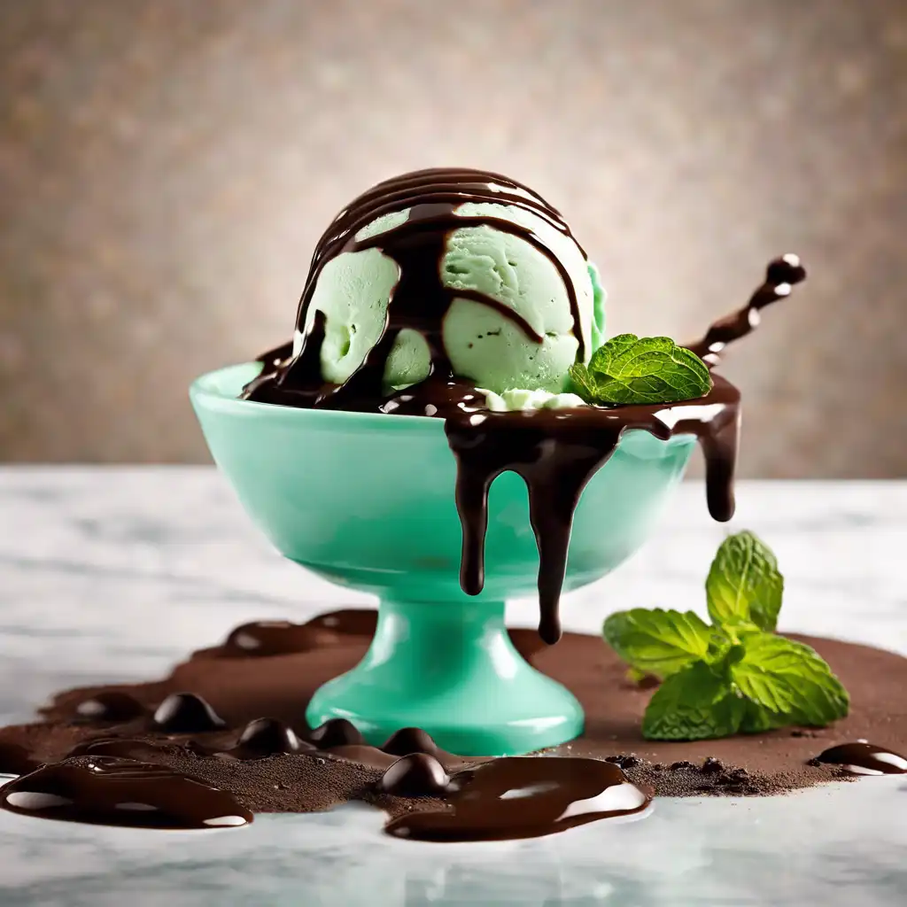 Mint Ice Cream with Chocolate Sauce