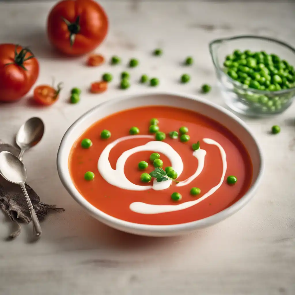 Foto de Sopa de tomate e ervilha