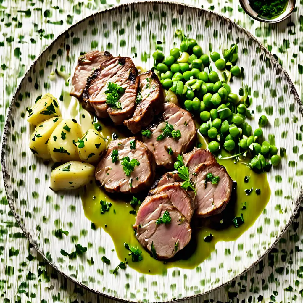 Wilted Veal with Butter and Peas