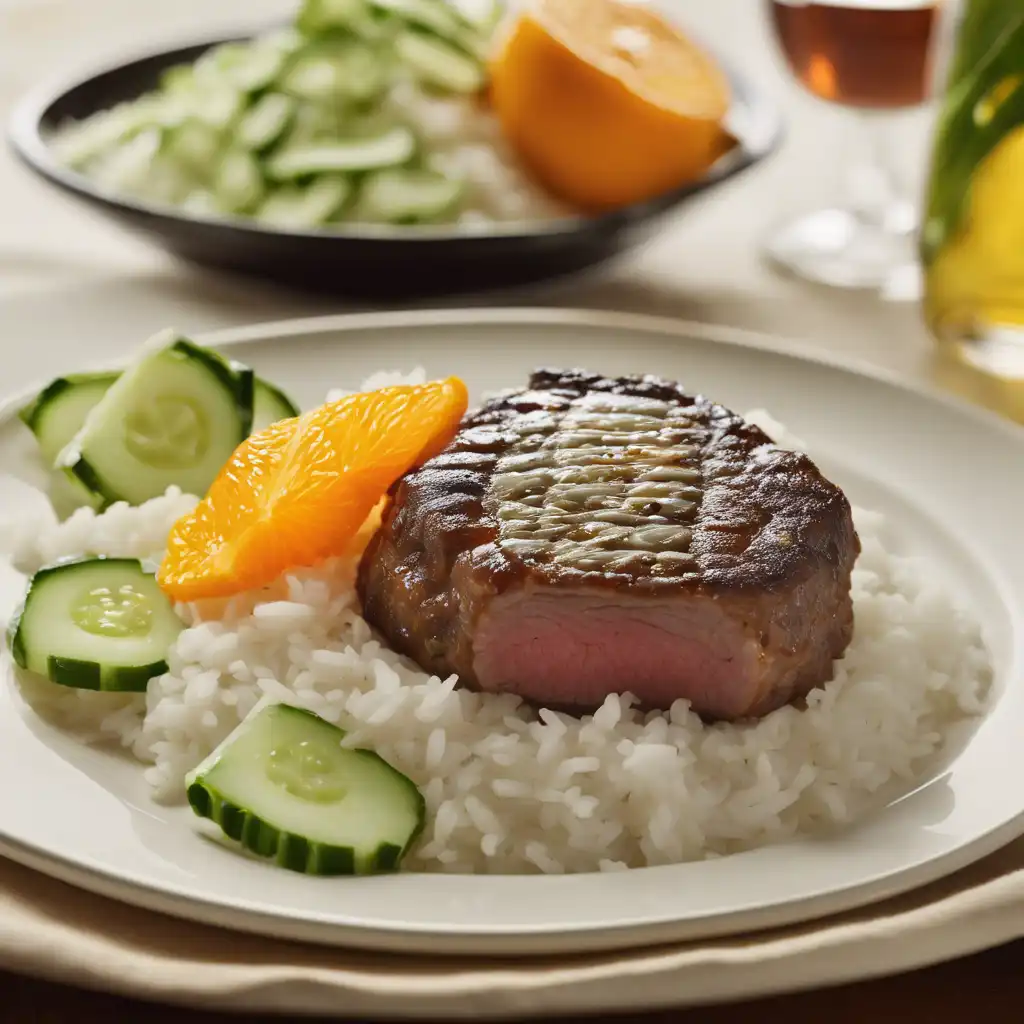 Mojo Meat with Orange, Rice, and Cucumber