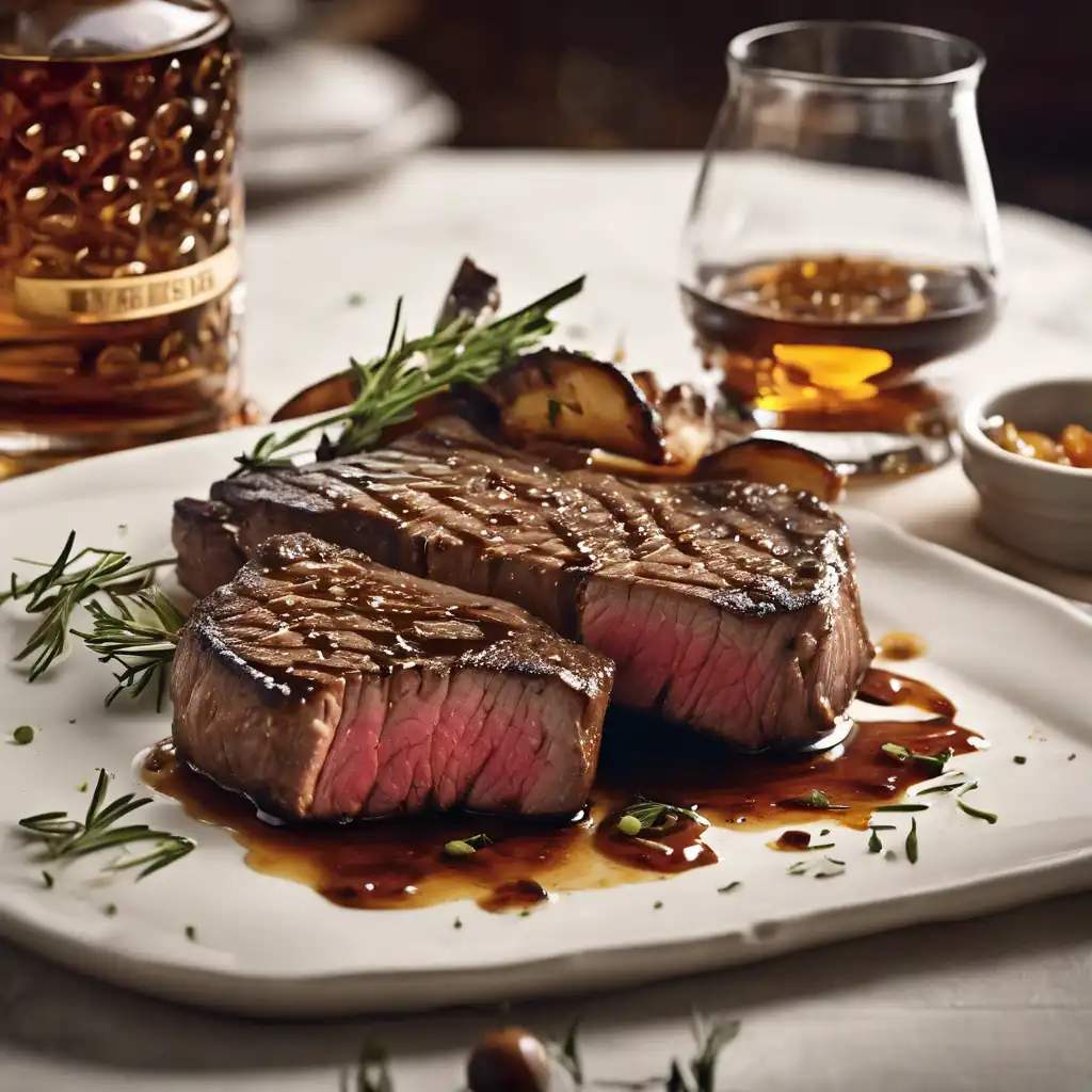 Grilled Steak with Seasoned Sauce and Whiskey