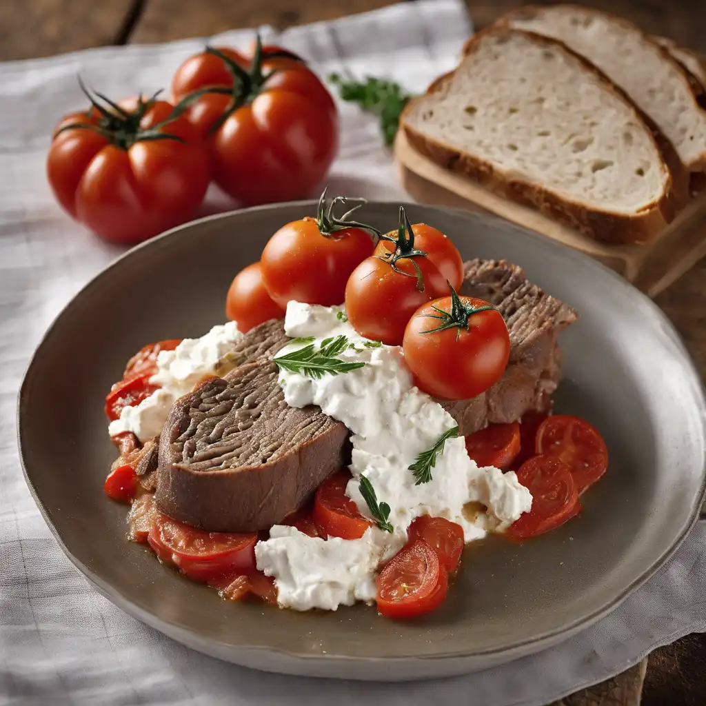 Braised Tongue with Tomato and Ricotta