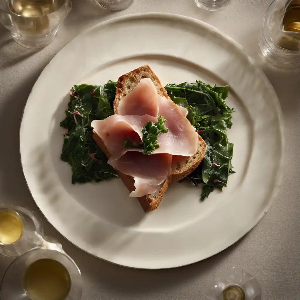 Bread with Prosciutto and Turnip Greens