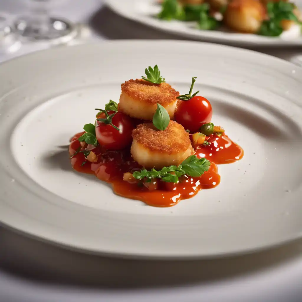 Breaded Scallops with Cherry Tomato Sauce