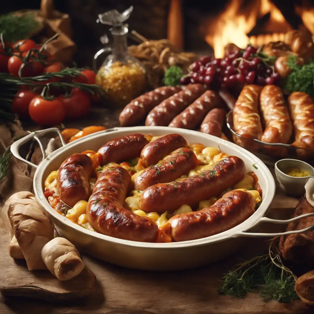 Casserole with Braided Sausages