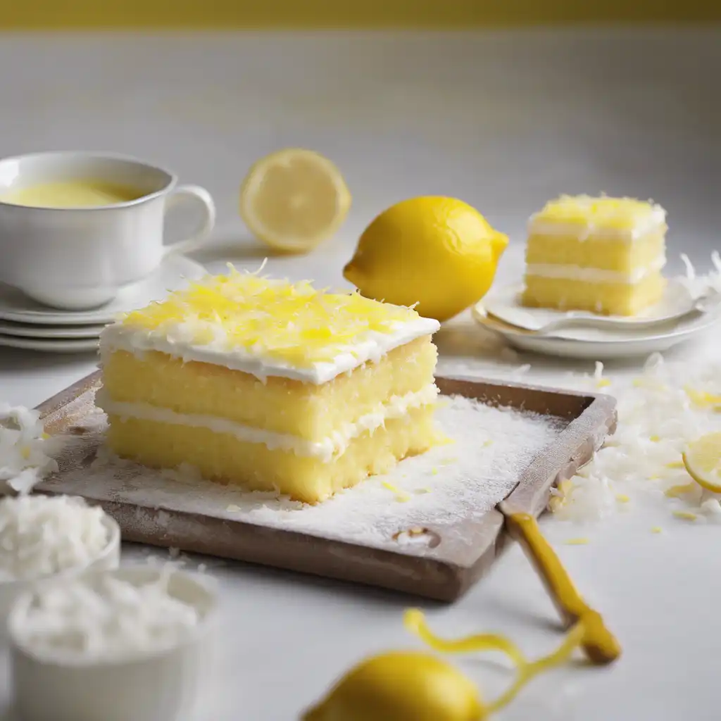 Lemon and Coconut Square Cake