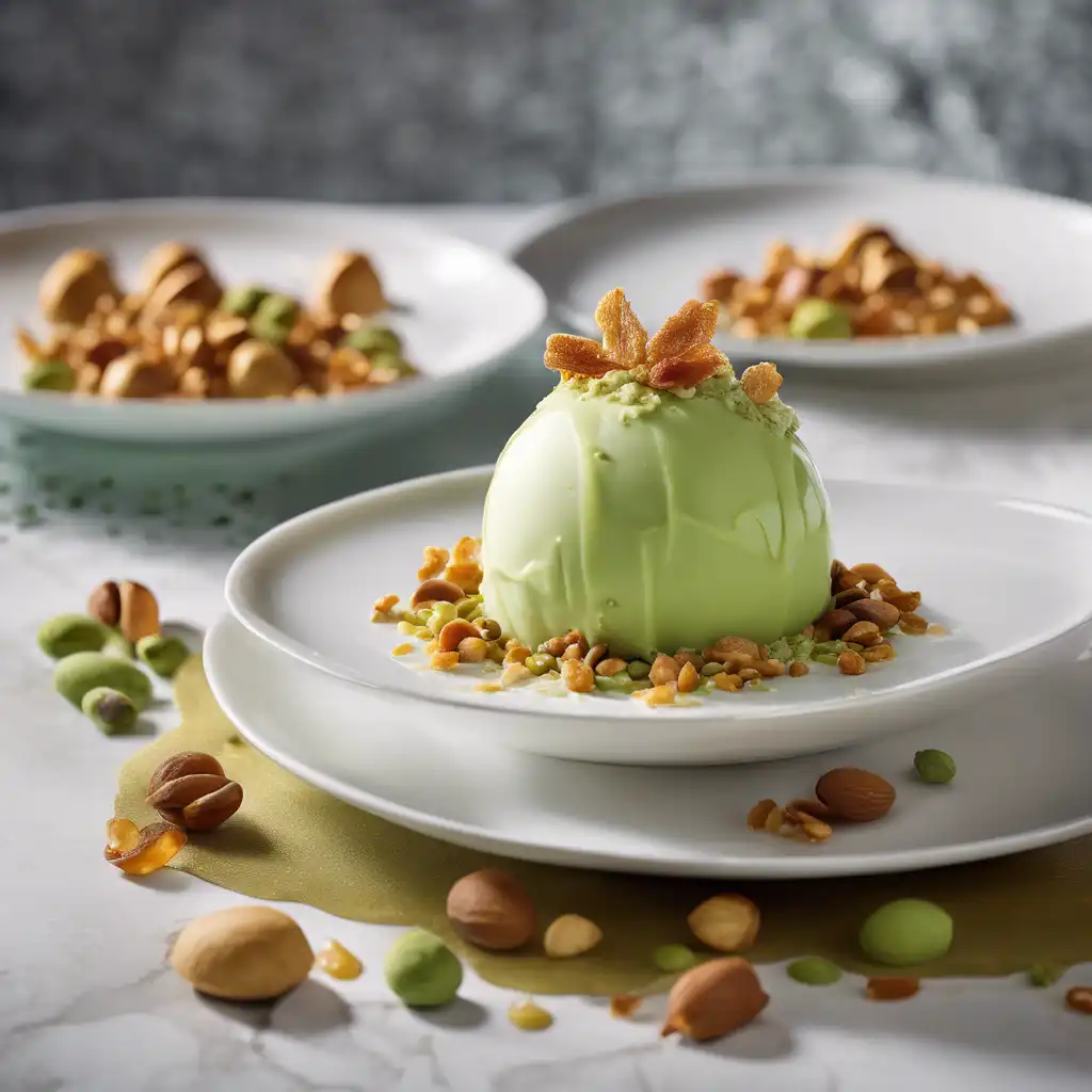 Pistachio Sorbet Bombe with Peanut Brittle Crust