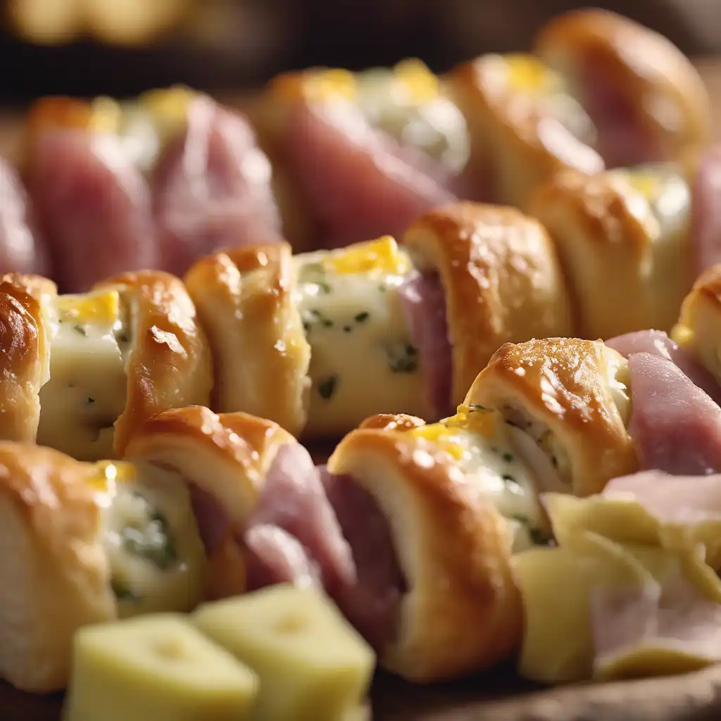 Mini Cheese Rolls Filled with Ham and Pickles